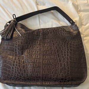 Talbots new Brown Croc-Embossed Leather Hobo Bag - Classic Women's Shoulder Bag